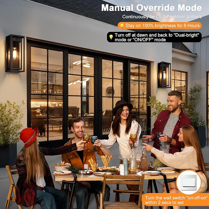 15 Motion Sensor Outdoor Wall Sconce Set of Two Large Dusk to Dawn Outdoor Sconce Lights Waterproof Anti-Rust Outdoor Lights for House Exterior Motion Sensor Light for Garage Porch