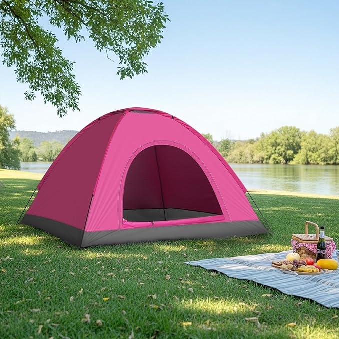 Outvita Camping Tent 4 Person Dome Tents with Rainfly &amp Carrying Bag Waterproof Easy Setup Tent with Mesh Windows for Camping &amp Hiking