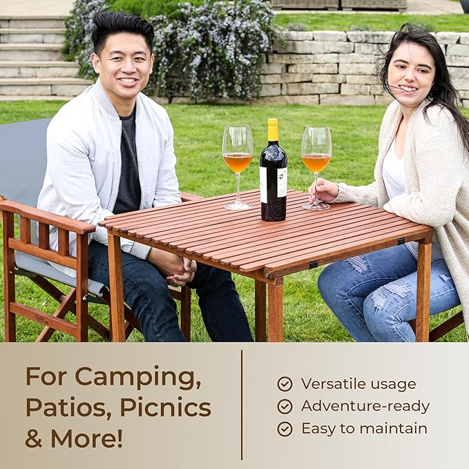 BYER OF MAINE Pangean Campaign Chair Portable Hardwood Folding Chair with Heavy-Duty Canvas Seat Material. Ideal Patio Deck &amp Camping Seat 20″d × 23″w × 36″h 250 lbs Capacity Granite