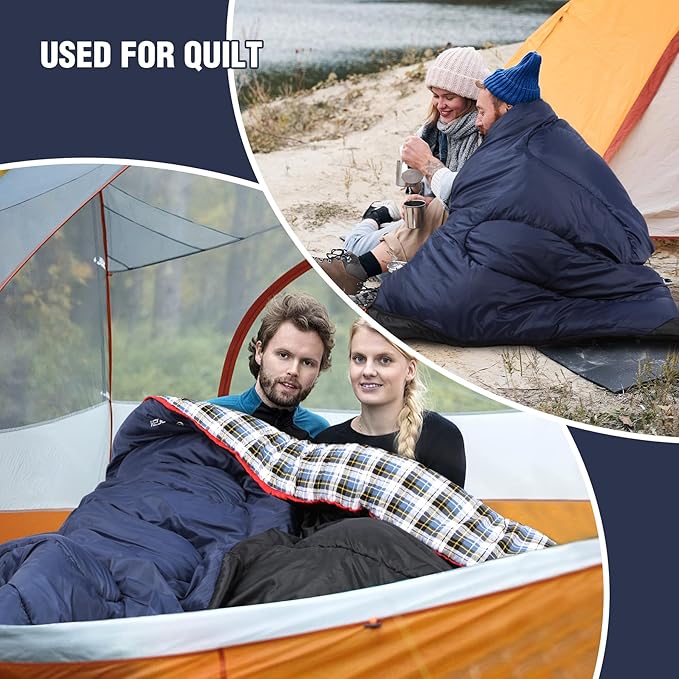 REDCAMP Cotton Flannel Sleeping Bag for Camping Backpacking Adults Cold Weather Envelope Sleeping Bags with 2/3/4/6lbs Filling