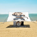 ALAZA Cute Kongfu Monkey Little Sun Wukong Beach Tent Sun Shelter UPF50+ Protection Beach Shade Canopy w/ 4 Sandbags for Outdoor Camping Fishing Backyard Fun Picnic 10x9 ft