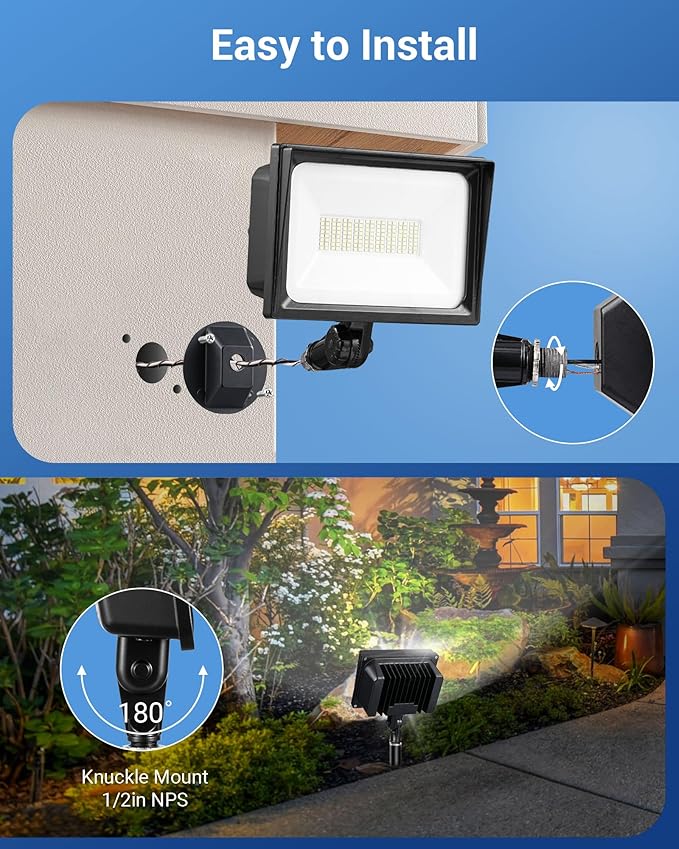 DEWENWILS 65W LED Flood Light Outdoor with Knuckle Mount 6670 LM Super Bright IP65 Waterproof LED Security Flood Light 5000K Daylight for Landscape Garden Yard GarageDriveway UL Listed