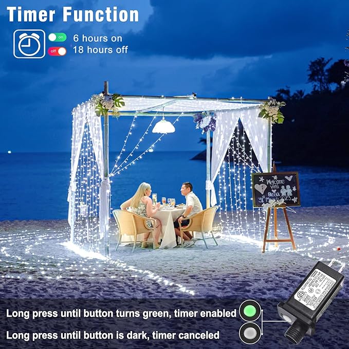 100FT 300 LED Outdoor String Lights Connectable Christmas Lights Indoor Waterproof with 8 Modes Plug in Twinkle Fairy Lights Clear Wire for Bedroom Home Wedding Patio Decorations White
