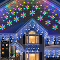16FT Smart Icicle Lights with Snowflake for Outside App Control DIY Color Changing 16 Drops 208LEDs Outdoor Christmas Lights Plug In Window Curtain Light for Room Roofline Eaves Patio
