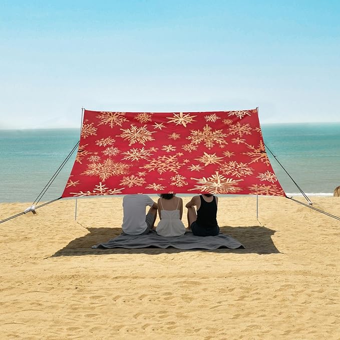 Christmas SnowflakeCamping Sun Shelters 9.2 x 10.5 FT Beach Canopy Tent Sun Shade with Carrying Bag for Camping Trips Fishing Backyard Fun or Picnics 21341764
