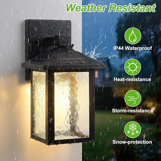 BesLowe Solar Wall Lights Outdoor Aluminum Dusk to Dawn LED Porch Light 3000K/5000K Adjustable Wireless Exterior Lighting Fixtures Solar Wall Lantern Sconce Light for Outside Garage 2-Pack