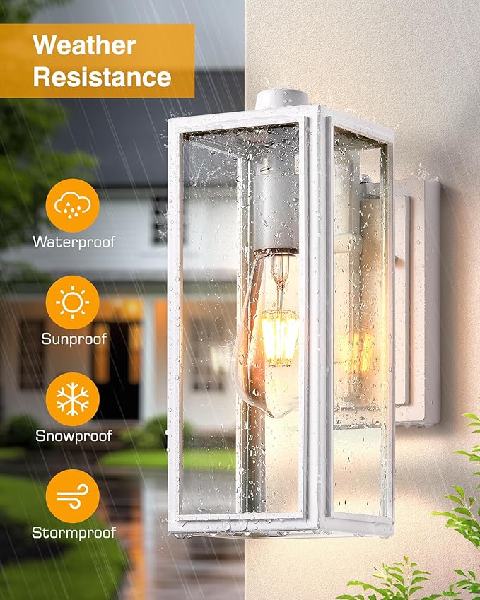 VIANIS White Outdoor Lighting Fixtures Dusk to Dawn Outdoor Lighting Exterior Light Fixture Wall Mount for House Anti-Rust Aluminium Porch Lights Outdoor for Patio Entryway