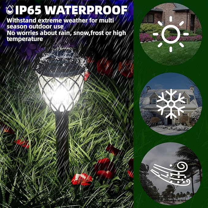 Solar Outdoor Lights Outdoor Waterproof IP65 Bright Powered by Solar Garden Lights for Patio Yard Driveway Decoration (8 Pack