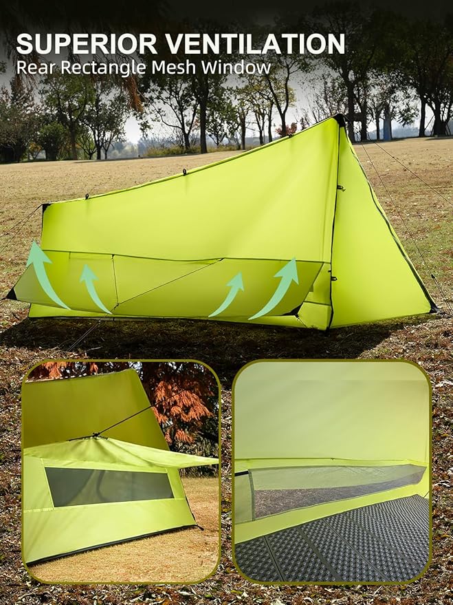 TOMOUNT Ultralight Bivy Tent 15D Nylon Trekking Pole Tent for one PersonLightweight Backpacking TentWaterproof Windproof Tents for ClimbingCampingHikingTrekking