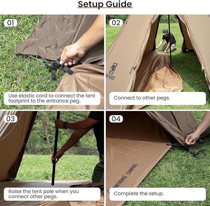 ONETIGRIS Rock Fortress 6 Person Footprint Ten-Sided Tent Groundsheet 5000mm Waterproof Ratings