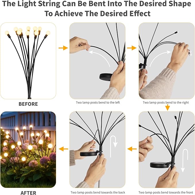 Outdoor Solar Lights Waterproof (4 Pack 40 LED) Fairy Garden Decor Fairy Tale Courtyard Decor Firefly Lights Solar Garden Lights Solar Landscape Lights Gifts for Women Who Have Everything