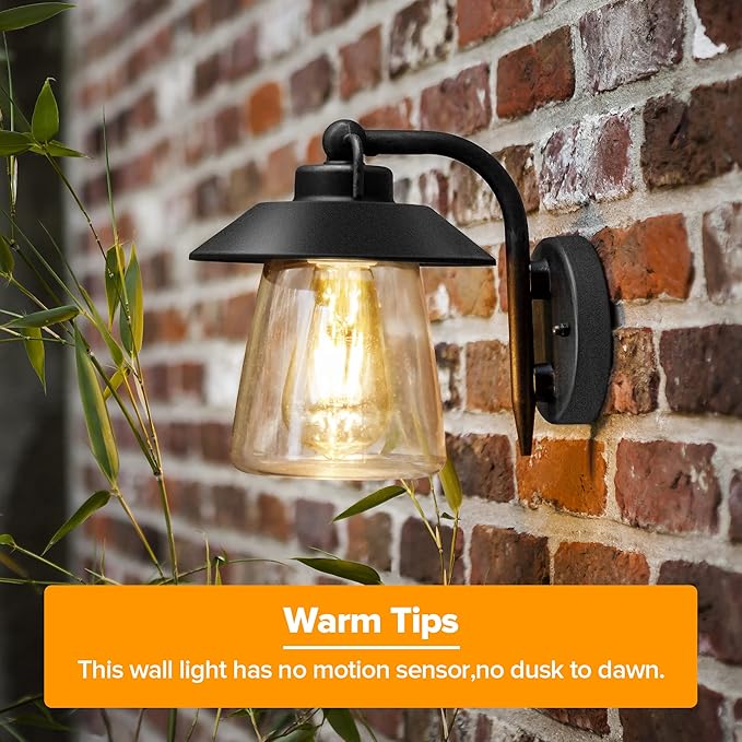 LUTEC 2 Pack Outdoor Indoor Exterior Light Fixture Farmhouse Barn Wall Sconce Matte Black Finish Anti-Rust Wall Mount Light Waterproof Wall lamp with Clear Glass for Porch Exterior Patio