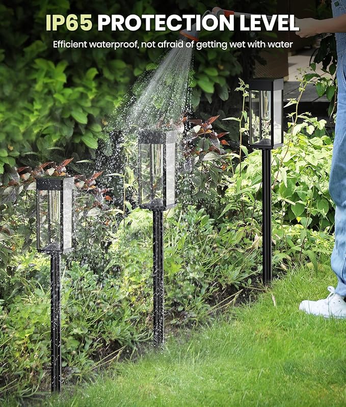8 Pack Bright Solar Pathway Lights IP65 Waterproof Outdoor Garden Path Lights Solar Powered for Yard Lawn Walkway Driveway Landscape Lighting (Cool White)