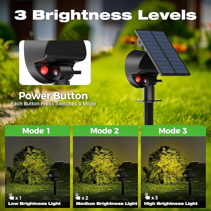 nipify 6 Pack Solar Spot Lights Outdoor Waterproof with 3 Modes Solar Spotlight Light for Outside Yard Landscape Lighting Pathway Lights WallWarm White