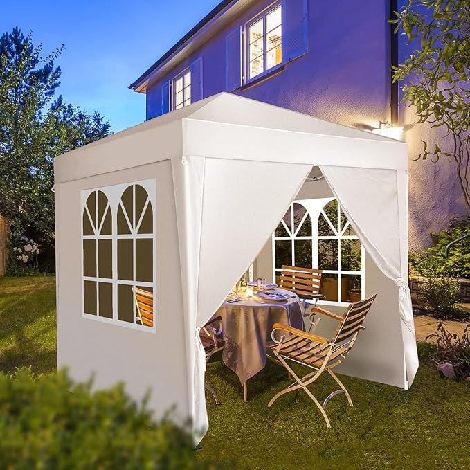 6.5x6.5ft Pop Up Canopy Tent Outdoor Tent Canopy Foldable Portable Canopies for Camping Patio Easy Up Gazebo Canopy with Carry Bag White
