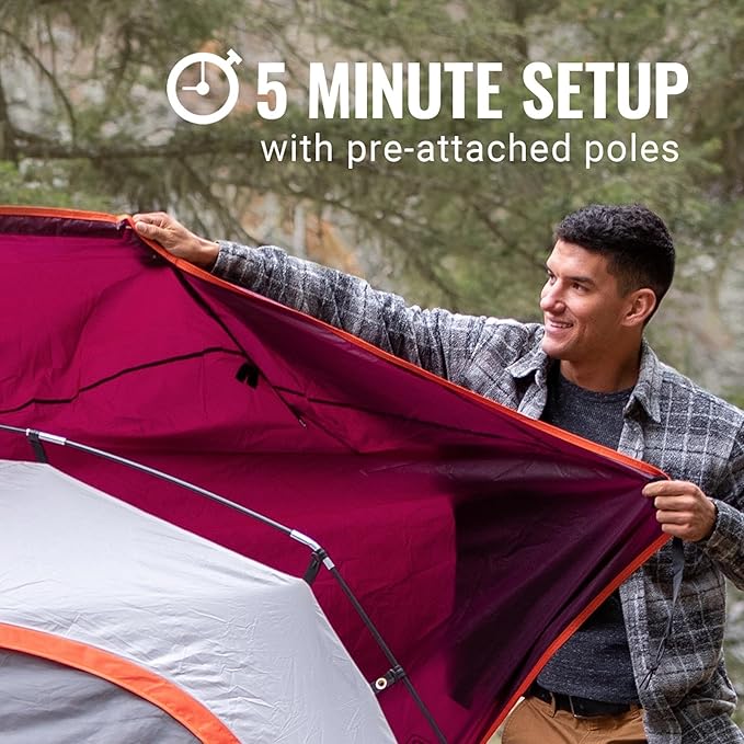 Coleman Skydome Tent with 5 Minute Setup 2/4/6/8-Person Weatherproof Tent with Rainfly &amp Carry Bag 20% More Headroom Than Traditional Canopies