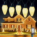 Minetom 147 FT 200 LED C9 LED Christmas Lights Outdoor - Plug in Fairy Lights with Timer &amp 8 Modes Waterproof Commercial Grade Extendable for Indoor Outdoor Roofline Patio Yard Xmas Decor Warm W