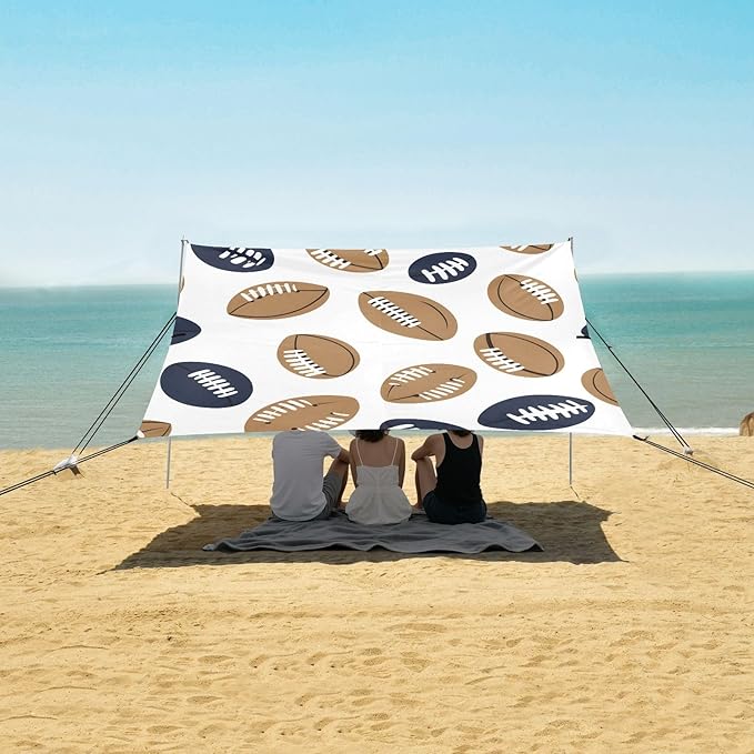 Rugby Pattern (66) Camping Sun Shelter Beach Tent Portable Beach Sun Shade Outdoor Canopy for Camping Trips Fishing Picnic