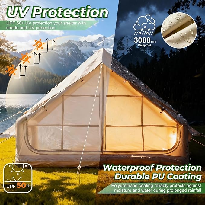 4-6 Person Inflatable Air Tent - 4 Season Family Camping Tent with 3000mm Waterproof &amp Quick Setup Under 5 Mins Includes Manual Pump Storage Bag &amp Stakes
