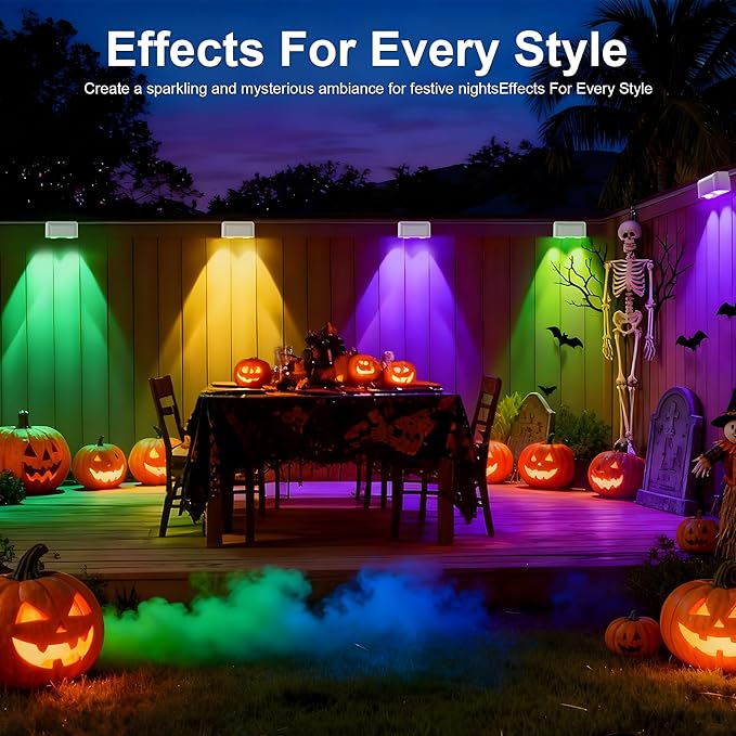 Outdoor Deck Lights 8 Lights Smart Fence Lights Compatible with Alexa &amp Google Home IP65 LED Patio Deck Lighting with Remote Fence Lighting Music Sync for Patio Yard Garden(52.4ft)