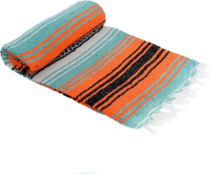 La Montana Authentic Mexican Blanket (10-Pack) - 74in x 50in Woven in Mexico - Falsa Throw for Yoga Studio Picnic/Camping/Beach Saddle Blanket Bed/Home Decor (Assorted Random)