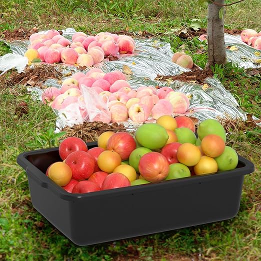 35 L Black Plastic Large Bus Box Plastic Commercial Bus Tub 4 Packs
