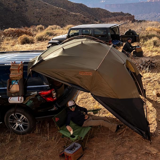 Kelty Highroads Overlanding Shelter - Universal Mount Car Camping Tent with Large Zippered Entry Aluminum Frame Adjustable Walls and Windows UV Protection Rainproof Stuff Duffel Included 2024