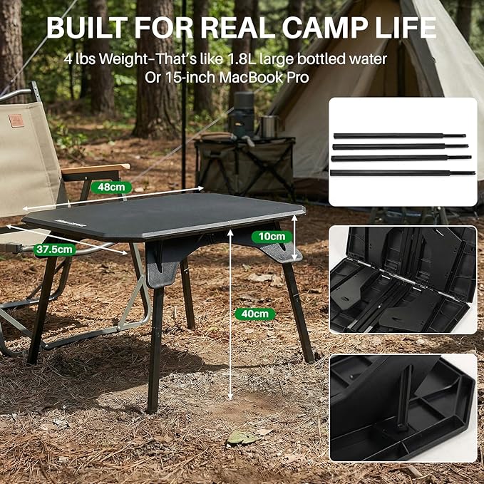 TOPCHANCES Folding Camping Table OutdoorUltralight Aluminum Camping Tables Multifunctional Portable Folding Table with Carrying Bag for Holiday Festival Camping Travel Picnic Grilling