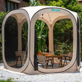 Screen Tent Pop-Up Portable Tent Canopy with Mesh Mosquito Net Screen House Room Canopy Shade Screen Houese 10x 10 FT with Carry Bag for Patio Backyard Sports &amp Outdoors Activities Beige