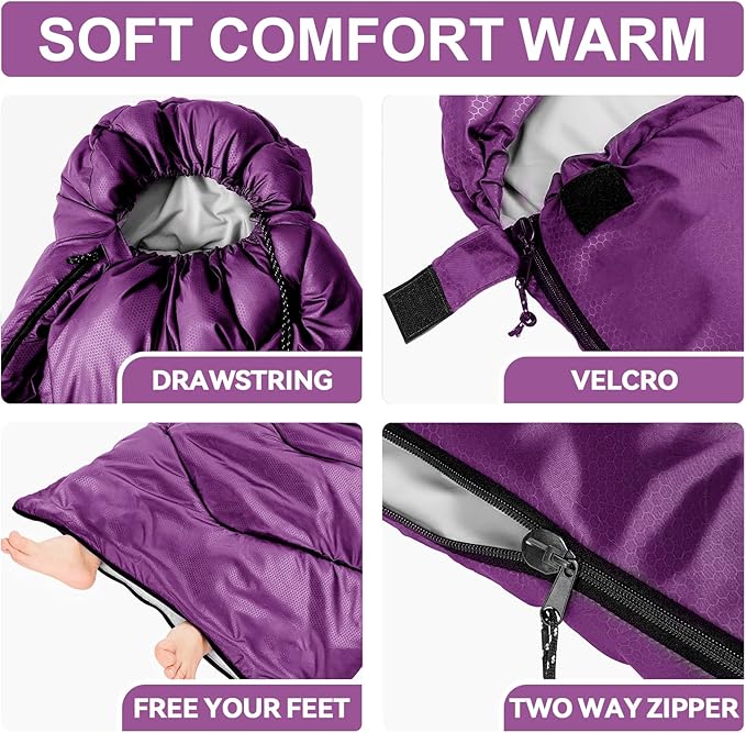 Sleeping Bags for Adults Cold Weather &amp WarmBackpacking Camping Sleeping Bag for Tall Girls BoysLightweightCompactWaterproof Camping Gear for TravelingHikingHotelOutdoor &amp Indoor