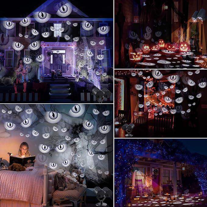Halloween Lights Projector Halloween Decorations Lighting Projector with Timer Led Grey Evil Devil Eyes Light for Holiday Party Garden Patio Yard Outdoor Indoor Landscape Decor