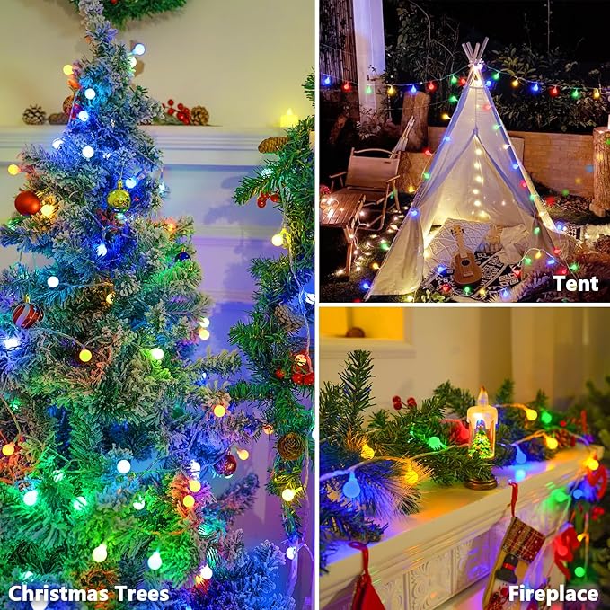 LORRYTE Connectable 100LED Globe String Lights Indoor Outdoor - 43FT Multicolor String Lights with Remote 8 Modes Fairy Light Plug in Waterproof for Classroom Party Decorations Bedroom Decor