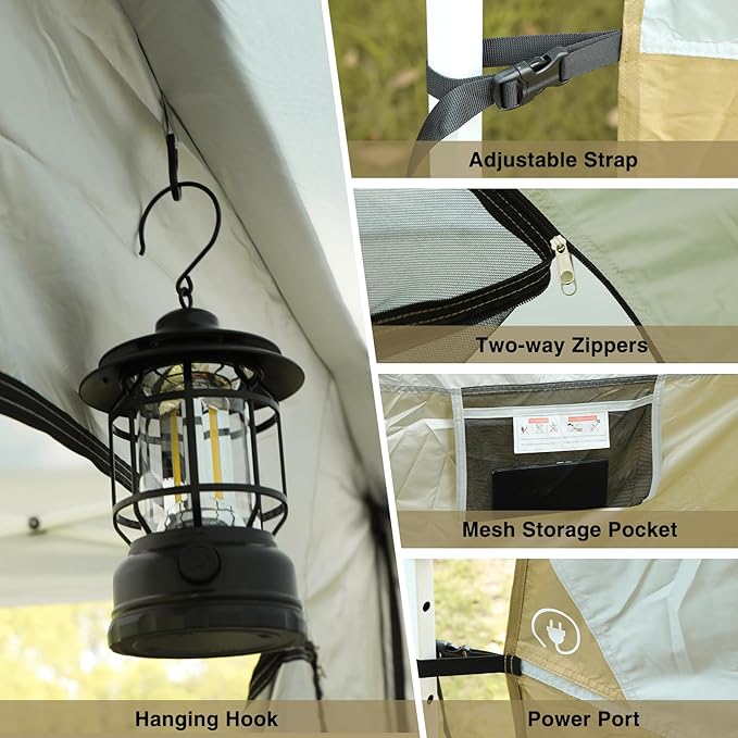 REDCAMP Canopy Camping Tent for Pop Up Canopy Tent Inner Tent Converts Straight Leg 10'x10' or 10'x20' Canopy into Camping Tent Fits 4-6 Person(Frame/Shelter NOT Included)