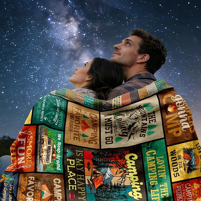 Camping Gifts for Women Camping Blanket 60x50 Camping Gifts for Men Camper Gift for Couples Woman Lovers Girls Boys Camper Gift Ideas for Birthday Christmas
