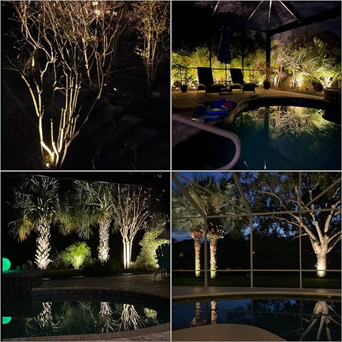 Outdoor Low Voltage Landscape Light 50 Watt Halogen Spotlights 12 Volt Flood Lights 3000K Warm White with Connector and Stake