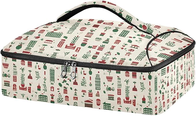 Casserole Carrier Pattern Italian Mountain Style ArtInsulated Casserole Carrier for Hot or Cold Food Thermal Lunch Tote for Potluck Parties Picnic Beach Fits 9 x 13 Inches Baking Dish