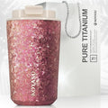 KOYASU Ti-Zen 12oz Pure Titanium Travel Coffee Mug - Grade 1 Titanium Double-Walled Insulated Tumbler - 1668°C Crystalline Texture Zero Metallic Aftertaste - Dawn Pink