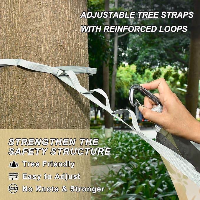 Cute Sloth Camping Hammock 330 lbs with 2 Tree Straps Carry Bag Single Portable Hammock for Outdoor/Indoor Hiking Beach Backpacking Travel