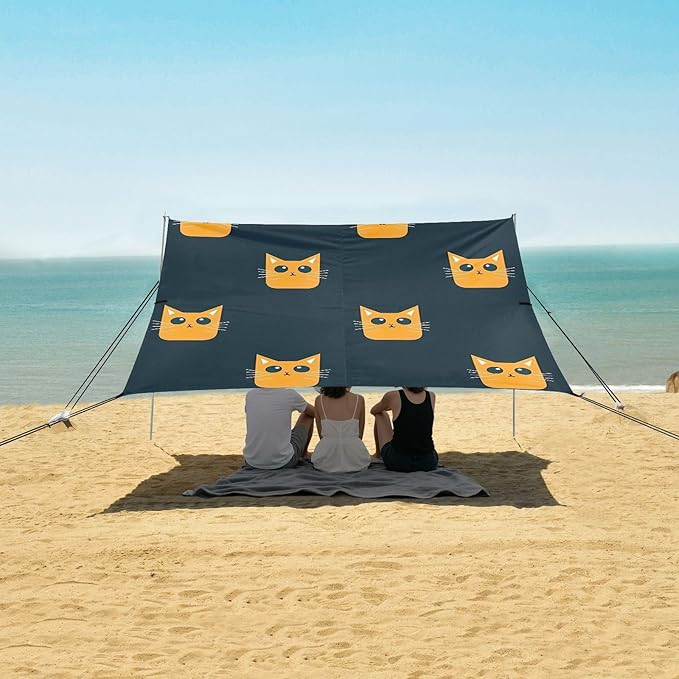 Cute CatCamping Sun Shelters 9.2 x 10.5 FT Beach Canopy Tent Sun Shade with Carrying Bag for Camping Trips Fishing Backyard Fun or Picnics 21341706