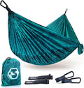 Foxelli Camping Hammock – Ultralight Hammock for Backpacking Hiking Festivals Travel - Easy Setup with Tree-Friendly Ropes &amp Steel Carabiners Heavy Duty Parachute Nylon