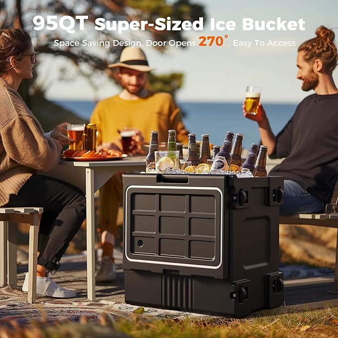 95Qt Non-Electrical Food Warmer with Wheels 304 Stainless Steel Latch Catering Food Warmers for Parties LLDPE Insulated Food Carrier for 6 Full-Size Pans(NOT Included) Hot Boxes for Catering