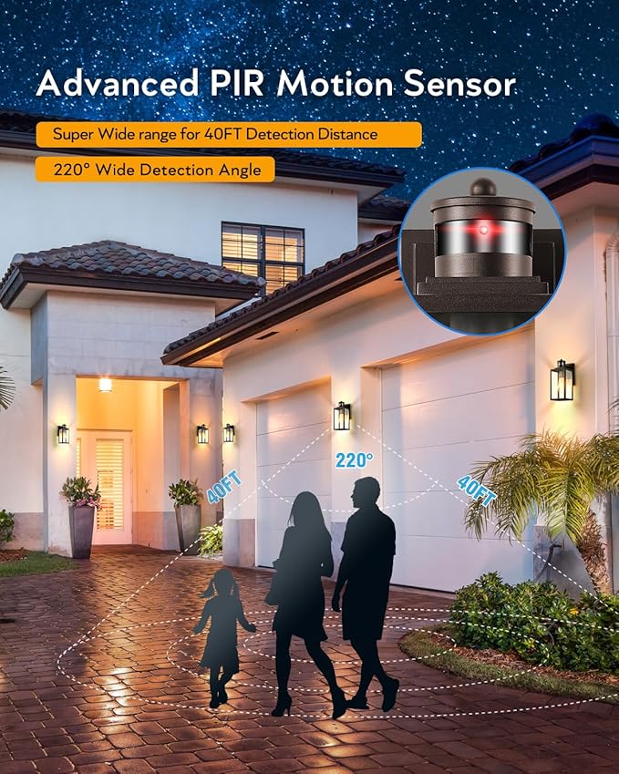 VIANIS Oil Rubbed Bronze Motion Sensor Porch Lights Outdoor Farmhouse Outdoor Garage Lighting Fixtures Wall Mount for House 100% Aluminum Waterproof Outdoor Sconce Lights for Front Door Coach
