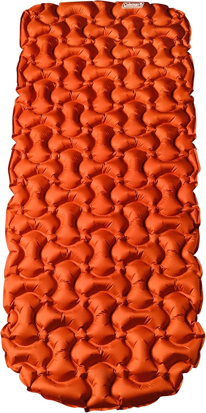 Coleman Kompact Inflatable Camp Sleeping Pad with Built-in Air Valve and Included Carry Bag No Pump Needed Textured Grip Bottom Keeps Pad in Place Premium/Basic