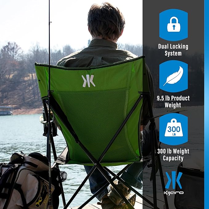 Kijaro Dual Lock Portable Camping Chairs - Enjoy the Outdoors with a Versatile Folding Chair Sports Chair Outdoor Chair &amp Lawn Chair - Dual Lock Feature Locks Position – Ireland Green