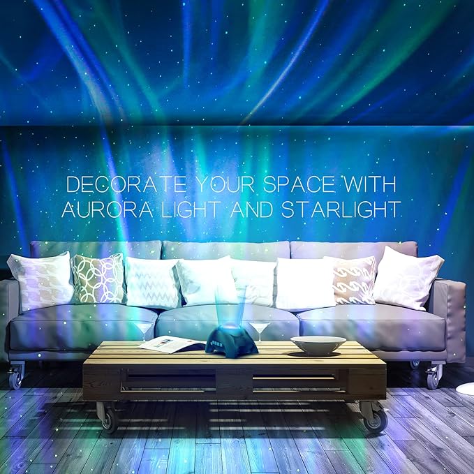 Northern Galaxy Light Aurora Projector with 33 Light Effects LED Star Projector for Bedroom Nebula Lamp Remote Control White Noises Bluetooth Speaker for Parties