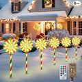 Brightown 6 Pack Lollipop Christmas Pathway Lights Outdoor - 27IN 120 LED Candy Cane Lights with 8 Lighting Modes Waterproof Christmas Light Outdoor Decoration for Lawn Walkway Warm White