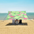 ALAZA Cute Frogs Hearts Beach Tent Sun Shelter UPF50+ Protection Beach Shade Canopy w/ 4 Sandbags for Outdoor Camping Fishing Backyard Fun Picnic 10x9 ft