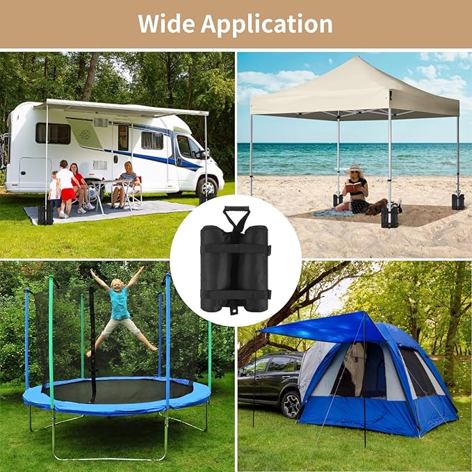 4-Pack Oxford Fabric Canopy Weight Sandbags With Zipper &amp Handle Includes Shovel &amp Storage Bag