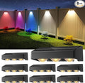 NIORSUN Solar Fence Lights8 Pack Solars Deck LightRGB ColorOutdoor Bulb Waterproof Led IP65Power Patio Lamp with Lenses for Outside/Backyard/Railing/Yard(Black)