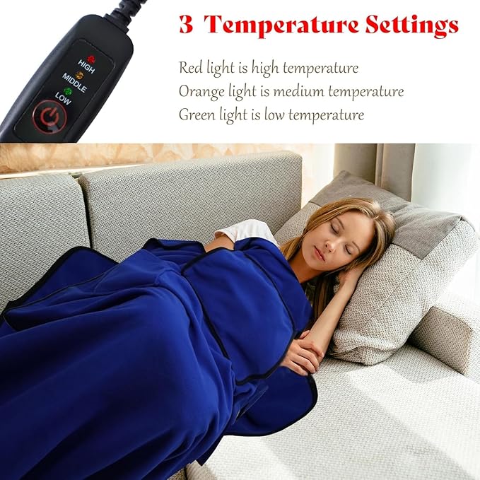 Kirkwood Kitchen Heated Blanket with USB Power Soft Portable Outdoor Blanket Stadium Blanket Picnic Blanket for Traveling Camping Hiking &amp Outdoor Activities or Wheelchair Use Blue